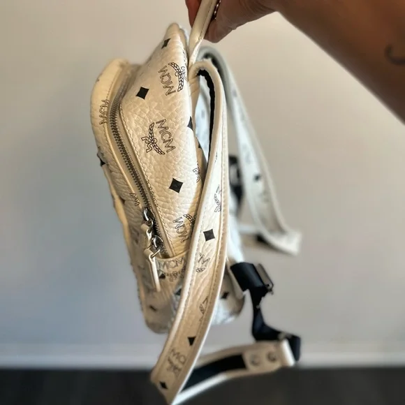 MCM White and Pink Studded Backpack - Picture 3 of 16